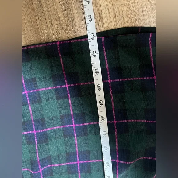 J.CREW Dark Green Plaid Blouson Dress, Ruffle Tie Collar Puff Sleeve Size Medium - Picture 14 of 16